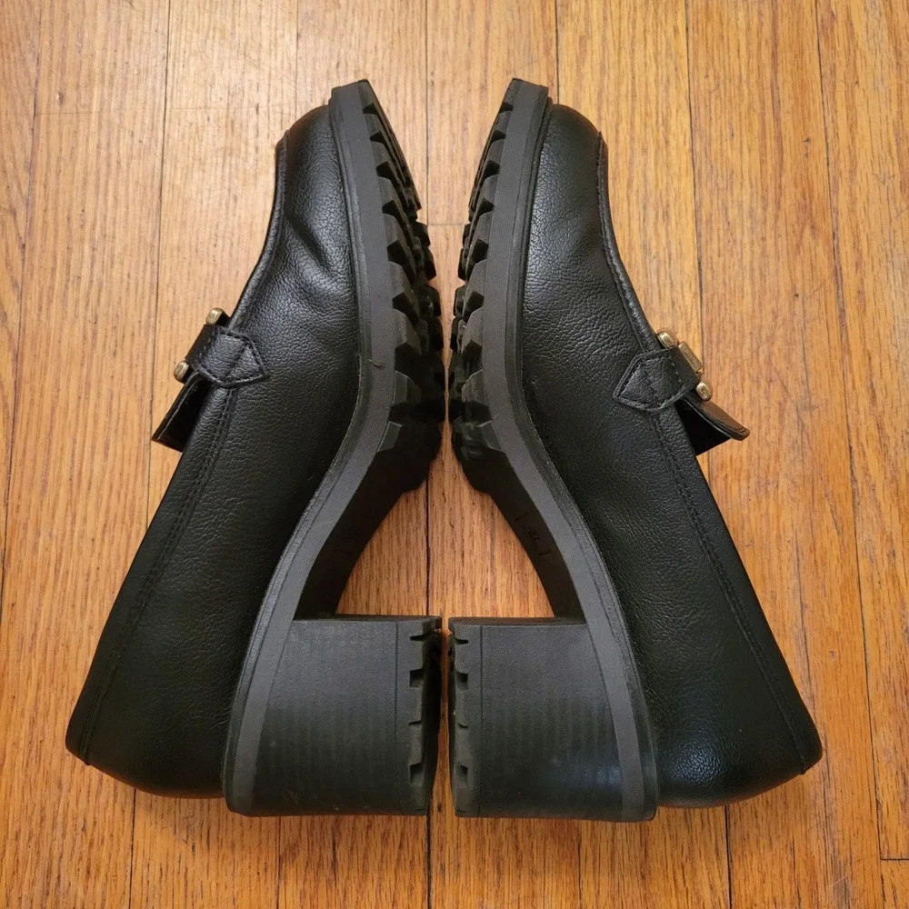 Zodiac‎ 8 Loafers Black Lug Sole Chunky Block Heel Horsebit GEMMA Retro Academia